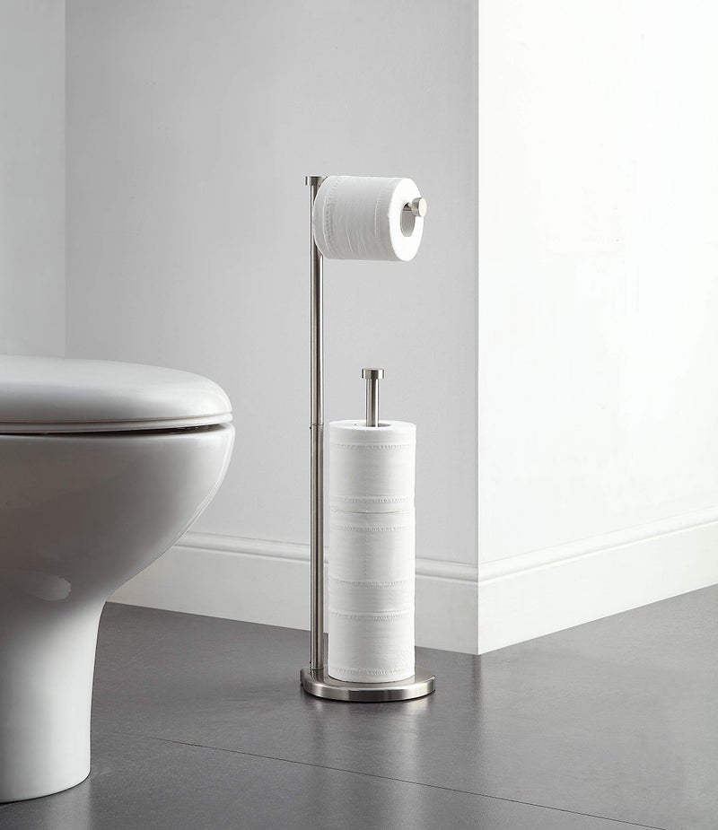 SunnyPoint Free Standing Bathroom Toilet Paper Holder Stand with Reserve, Reserve Area has Enough Space for Jumbo Roll - Image 2